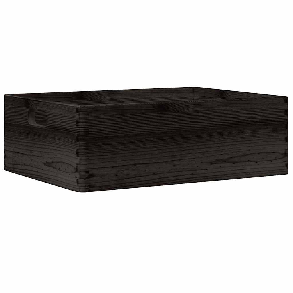 Puidust kast käepidemetega must 40x30x13 cm täispuit männipuit