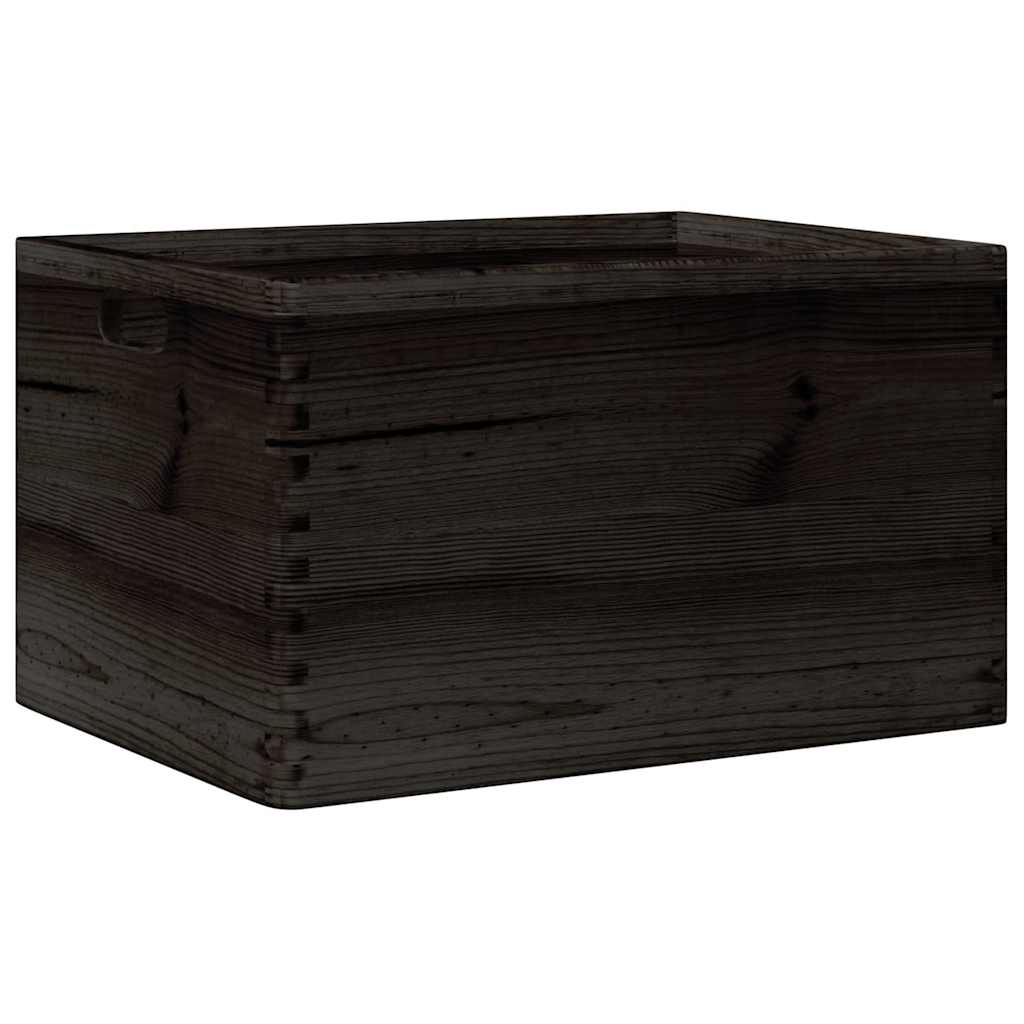 Puidust kast käepidemetega must 40x30x23 cm täispuit männipuit