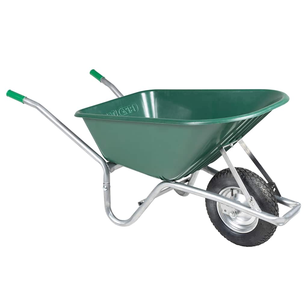 Wheelcarrow Green 90 L 150 kg tsingitud teras ja plast