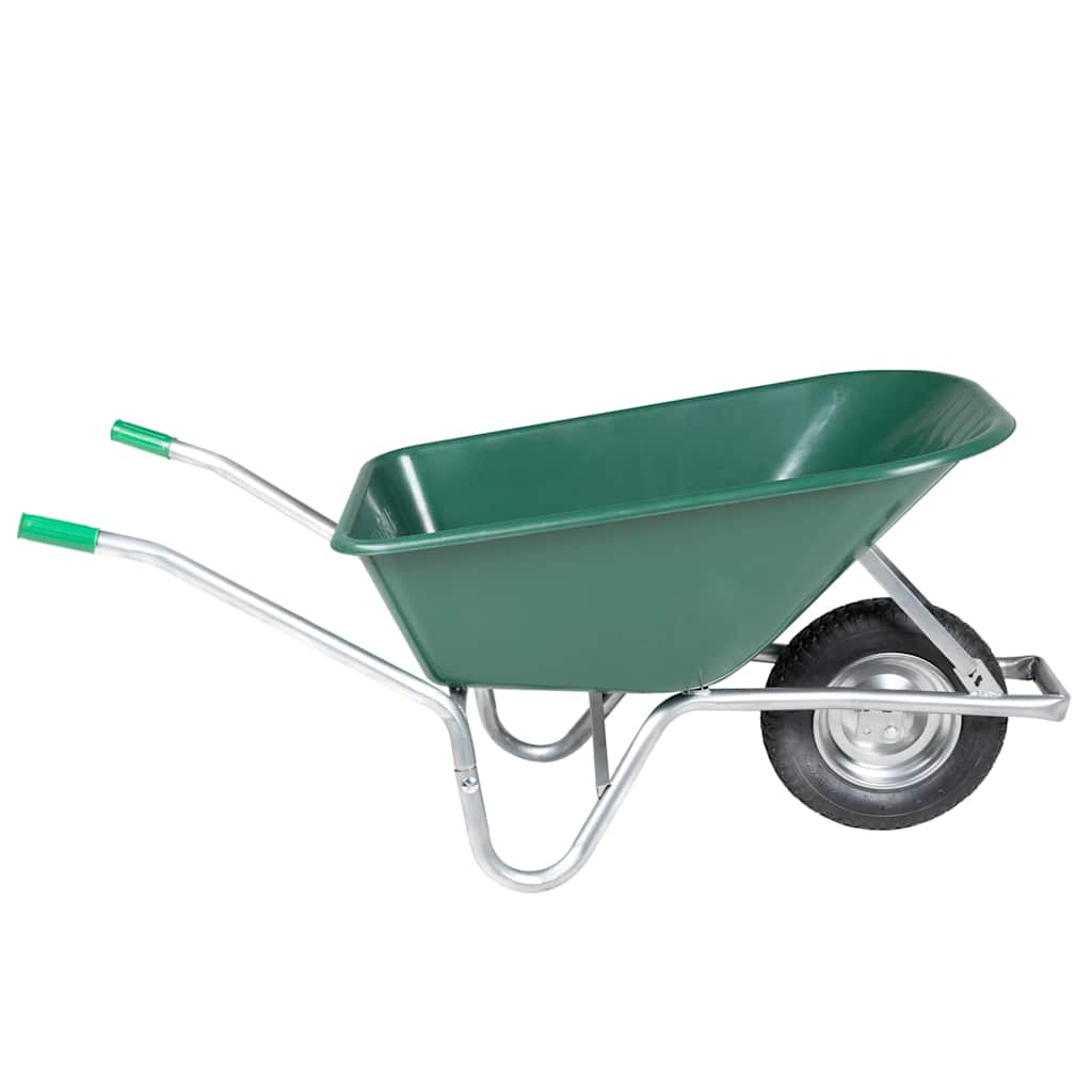 Wheelcarrow Green 90 L 150 kg tsingitud teras ja plast