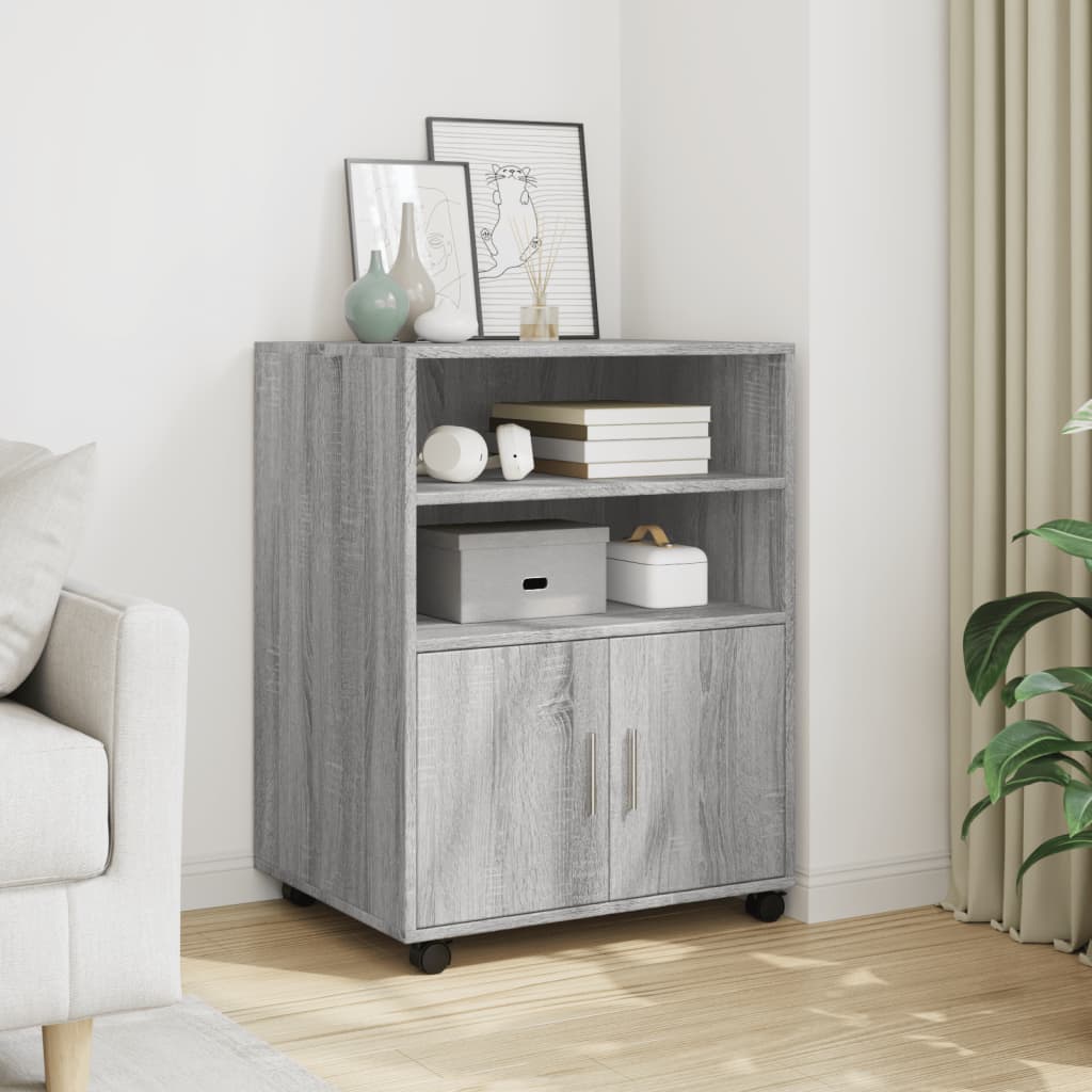 Ratastel kapp, hall Sonoma tamm, 60x48x81 cm, tehispuit