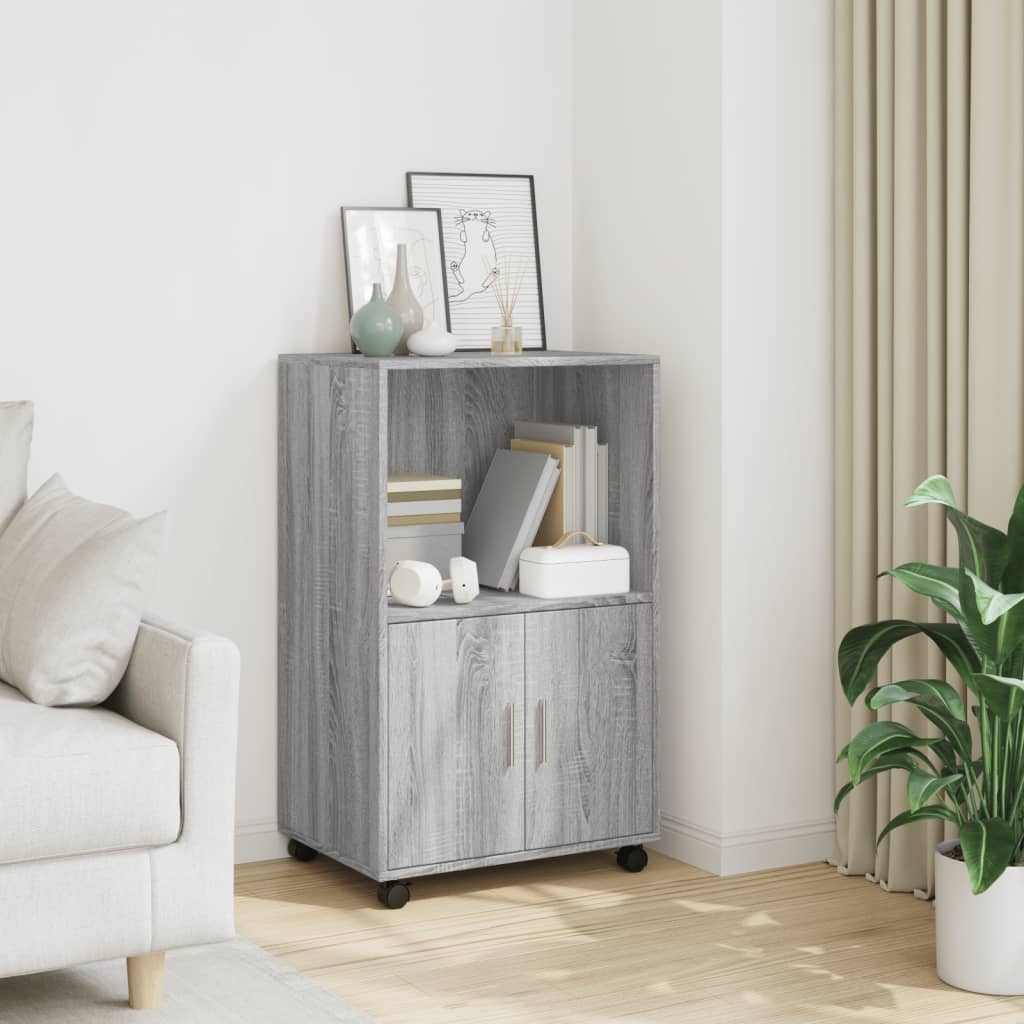Ratastel kapp, hall Sonoma tamm, 55 x 40 x 91 cm, tehispuit