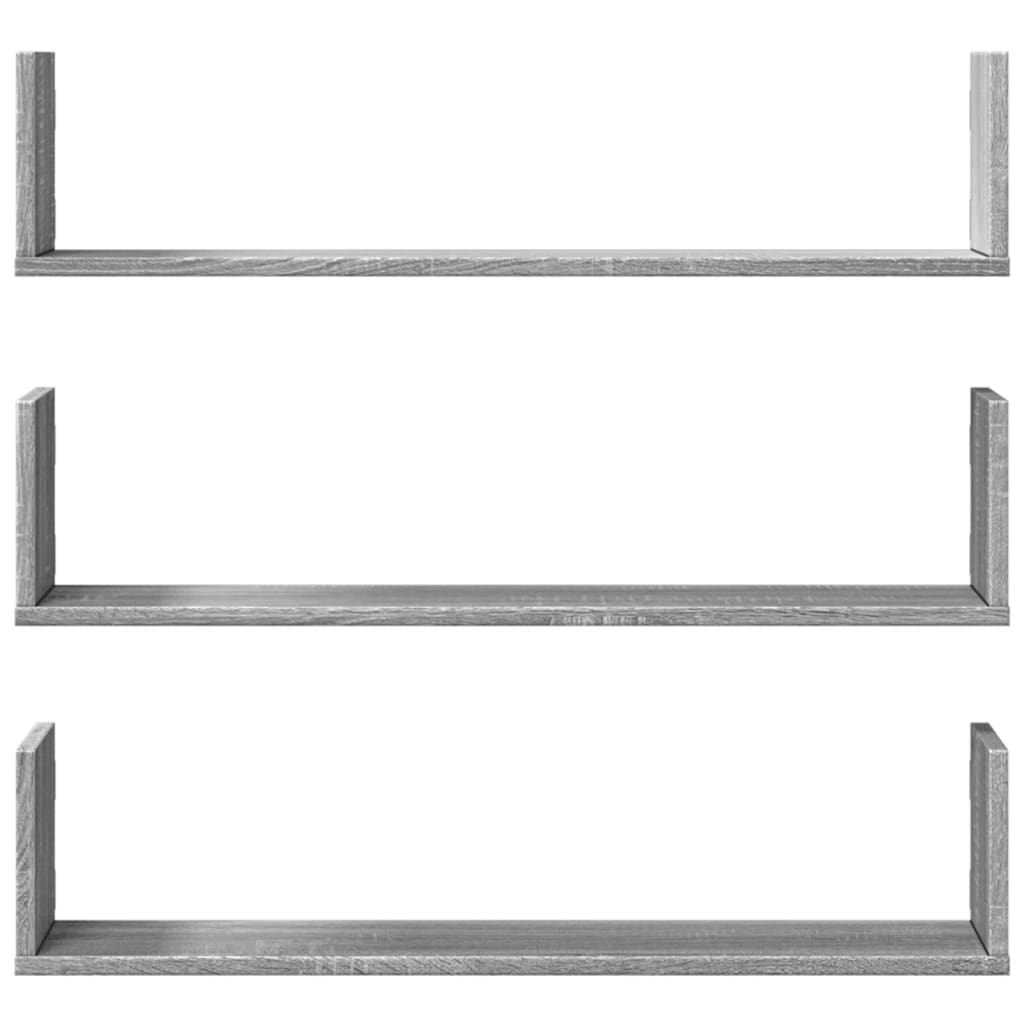 Seinariiulid 3 tk, hall Sonoma tamm, 80x18x18 cm, tehispuit