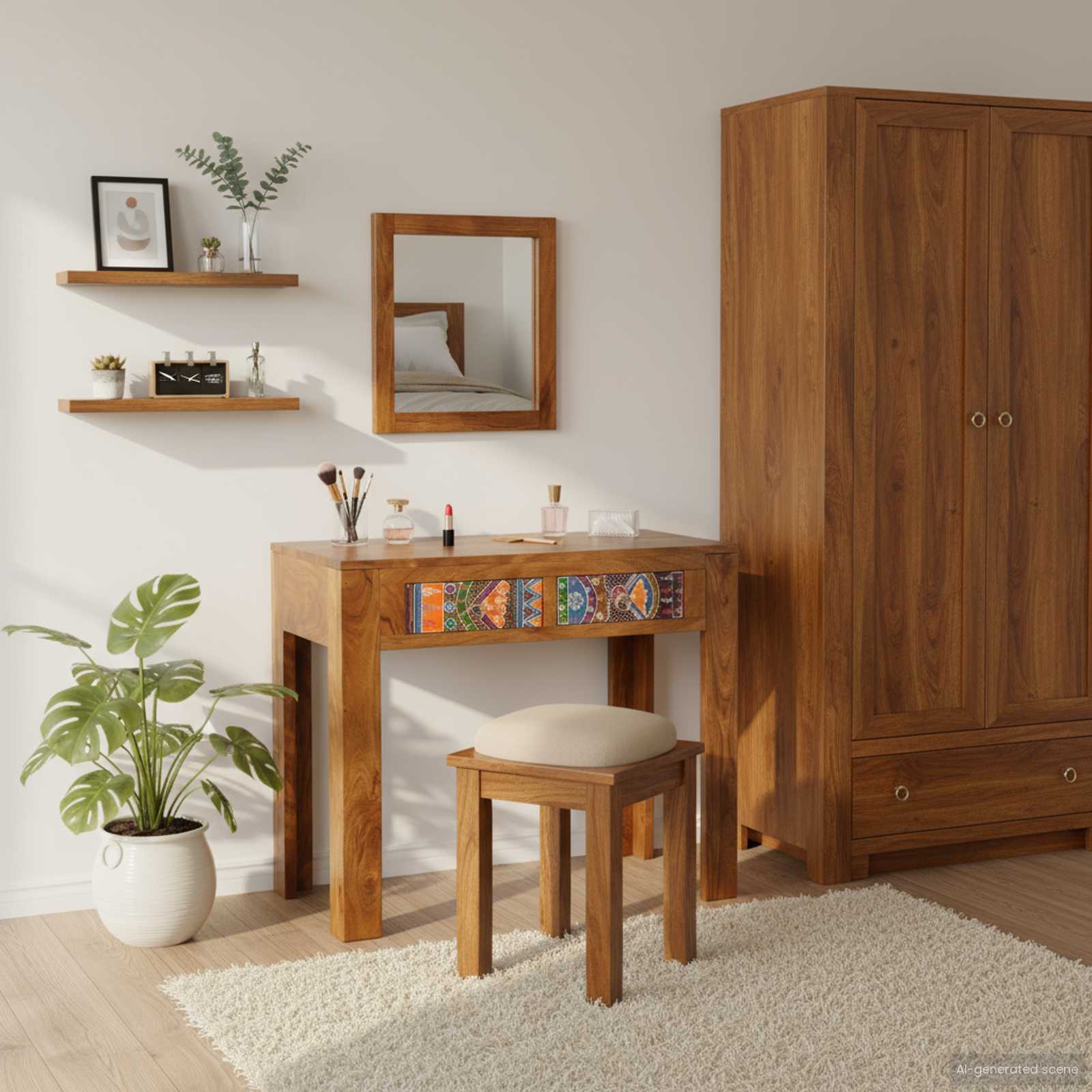 Riietumislaud Pruun 90 x 45 x 75 cm Tugev akatsiapuu