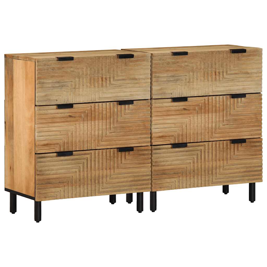 Puhvetkapid 2 tk Pruun 60x33x75 cm Täispuidust mango