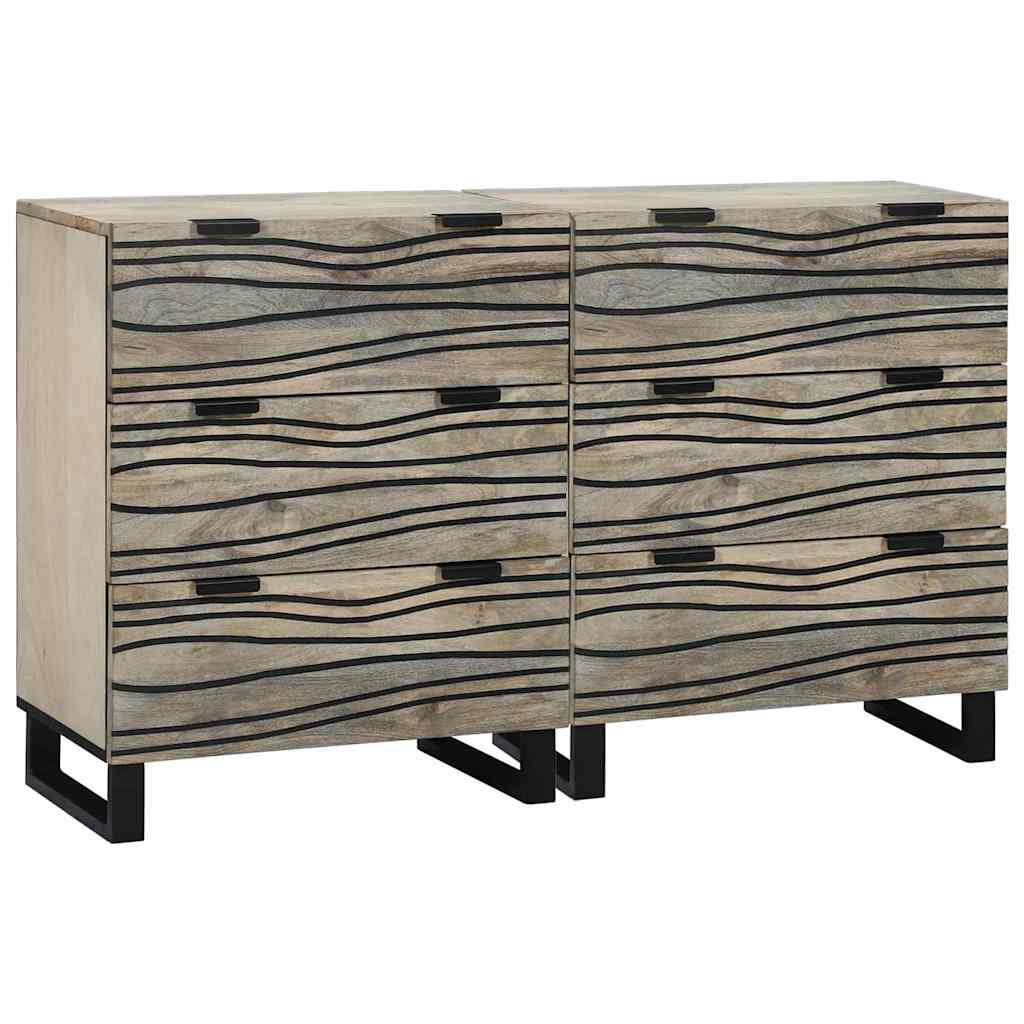 Kõrvalkapi komplekt 2 tk Valge 120 x 33 x 75 cm Tugev mango puu
