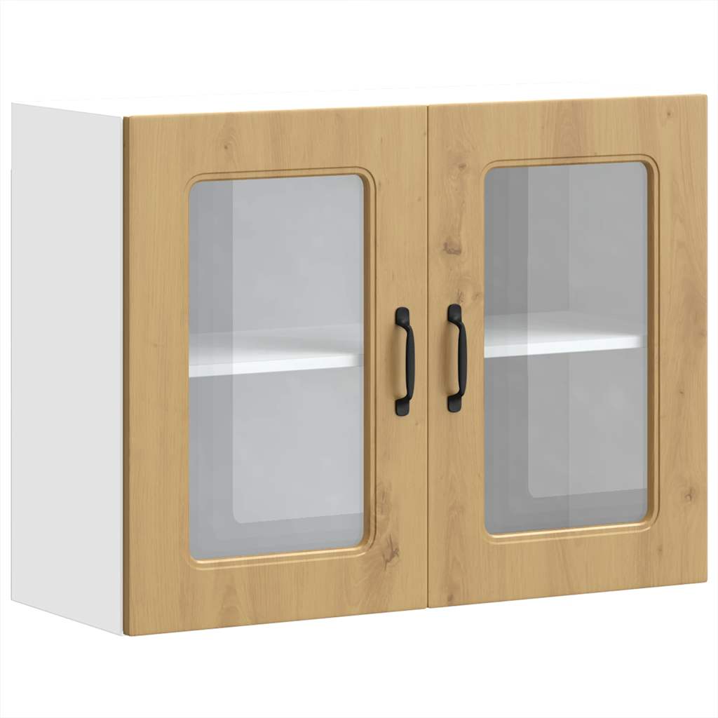 Köögi seinakapp klaasuksega "Kalmar", käsitööna valminud tamm, töödeldud puit