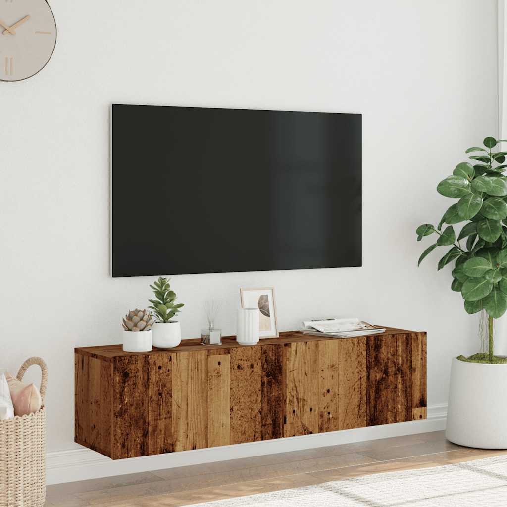 Seinale paigaldatav telerikapp Vana puit 120x30x30 cm