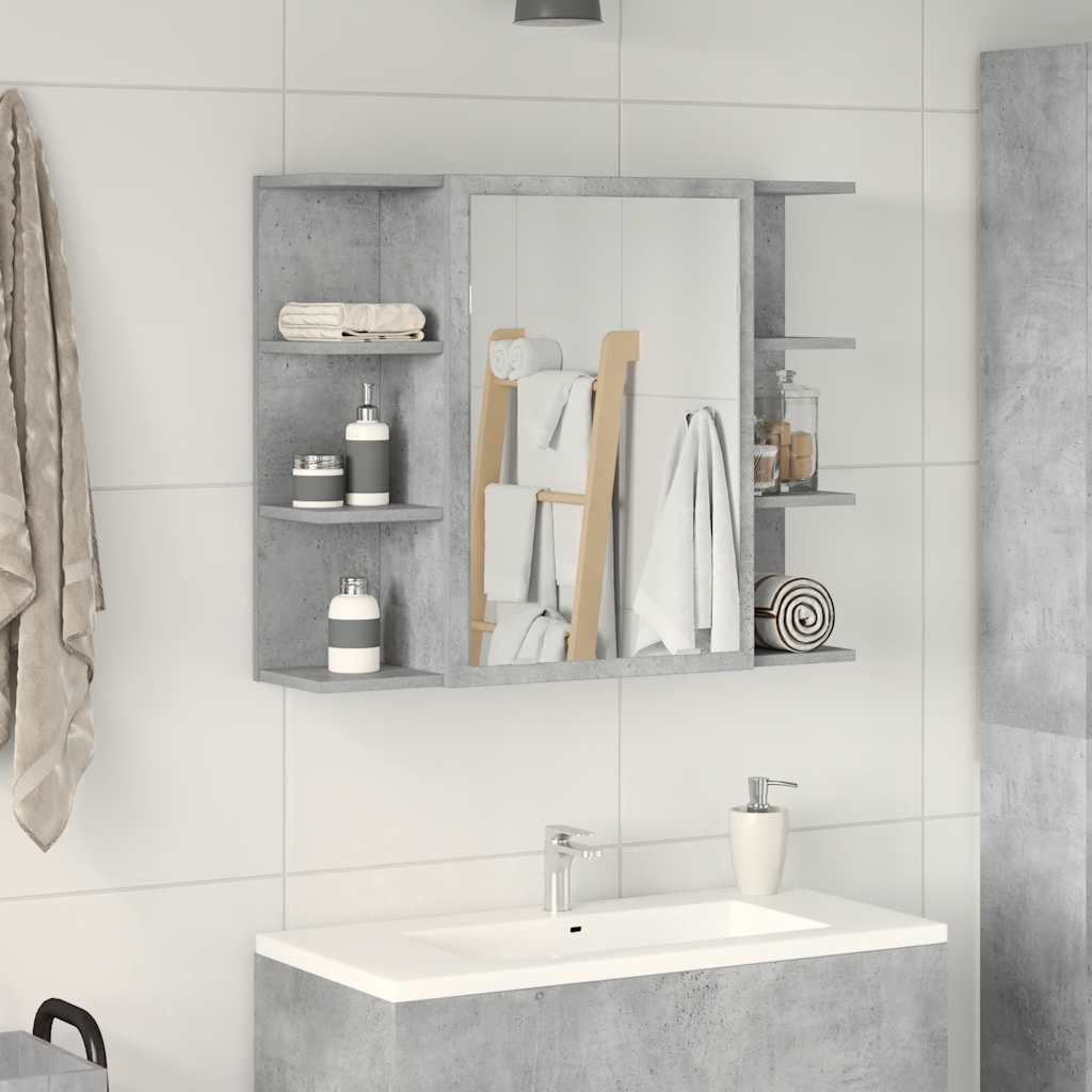 Vannitoa peeglikapp betoonhall 80x20,5x64 cm puitlaastplaat