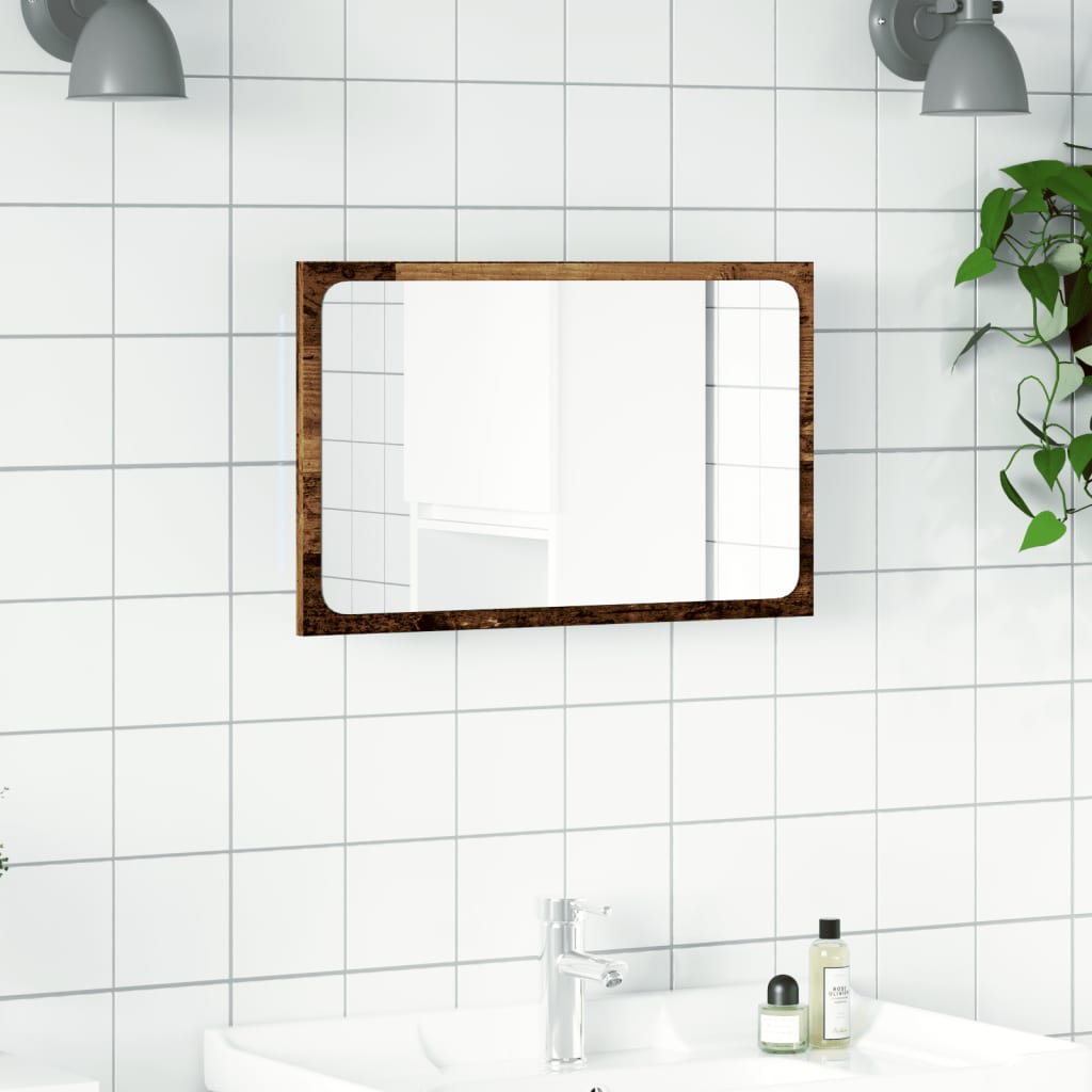 Vannitoapeegel LED valgusega vana puit 60x8,5x38 cm