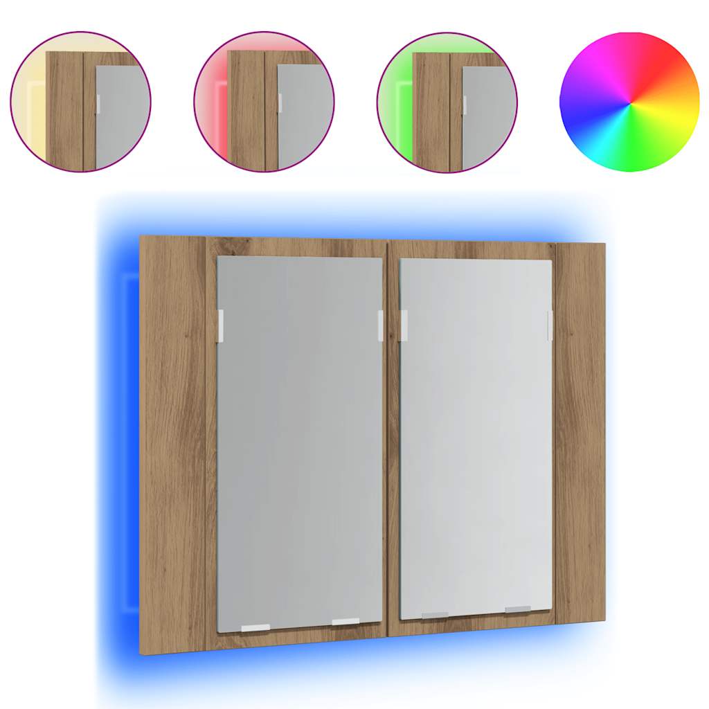LED peegelkapp Artisan tamm 60x12x45 cm ehituspuit