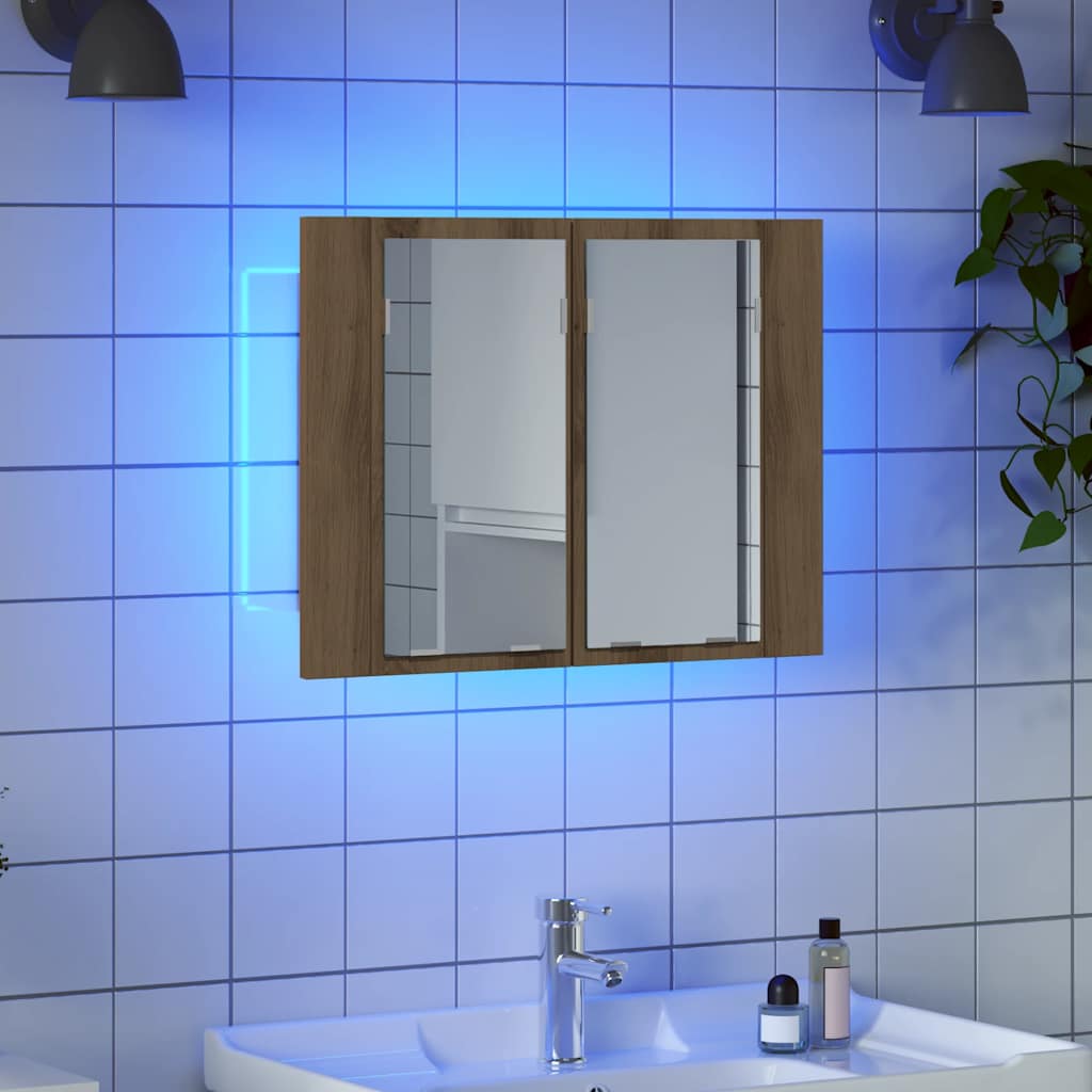 LED peegelkapp Artisan tamm 60x12x45 cm ehituspuit