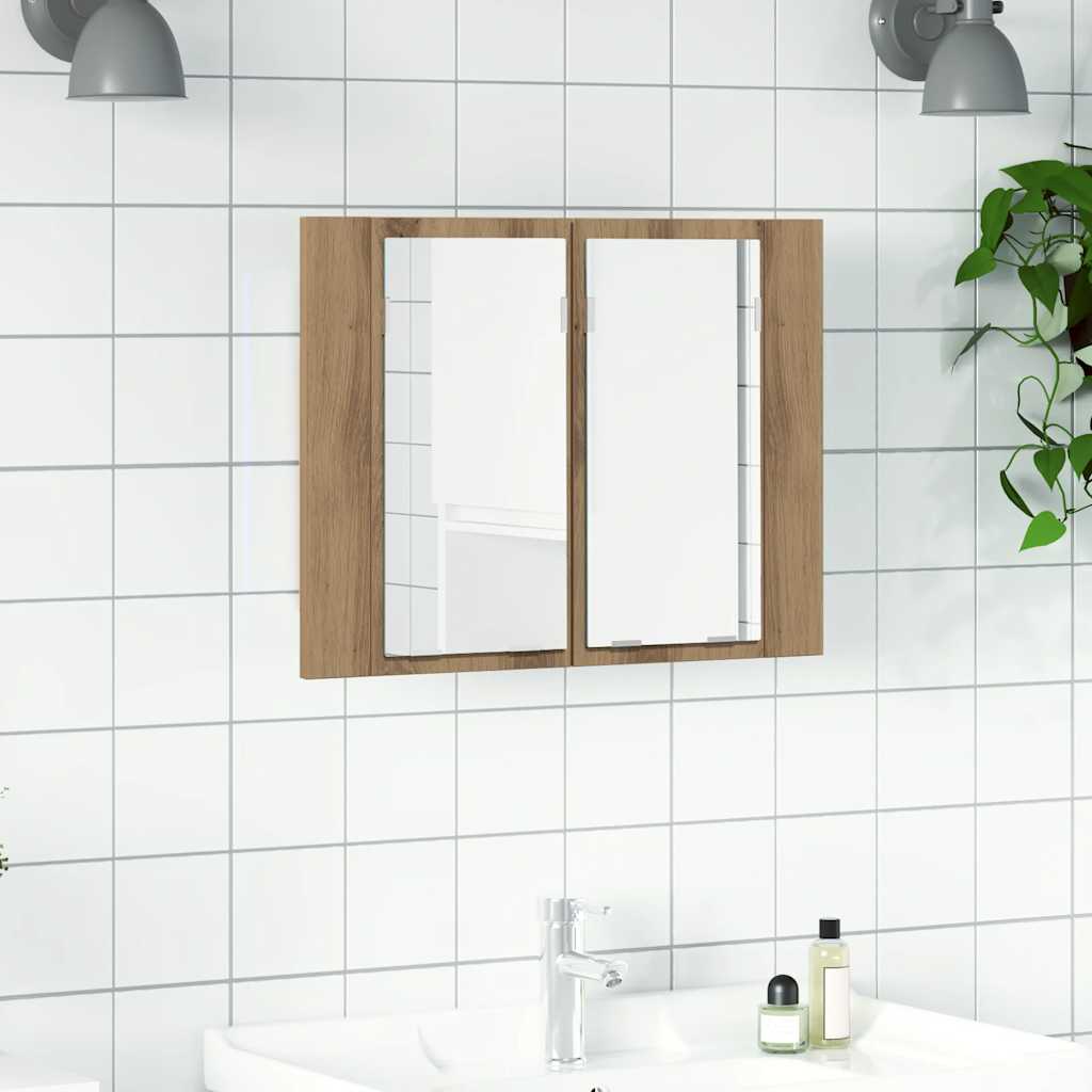 LED peegelkapp Artisan tamm 60x12x45 cm ehituspuit