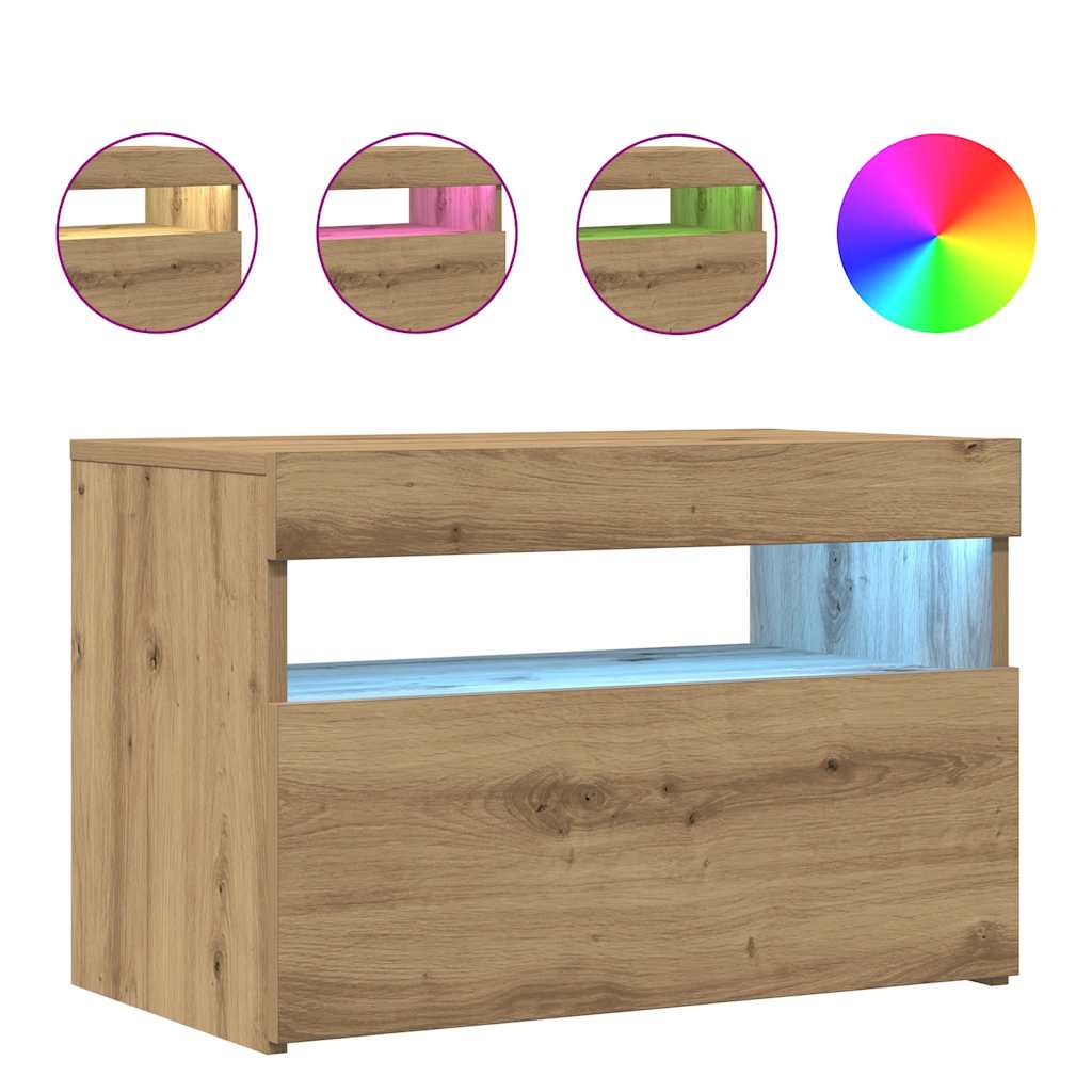 Telerikapp LED-valgustitega Artisan tamm 60x35x40 cm ehituspuit