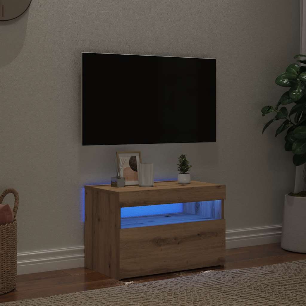 Telerikapp LED-valgustitega Artisan tamm 60x35x40 cm ehituspuit