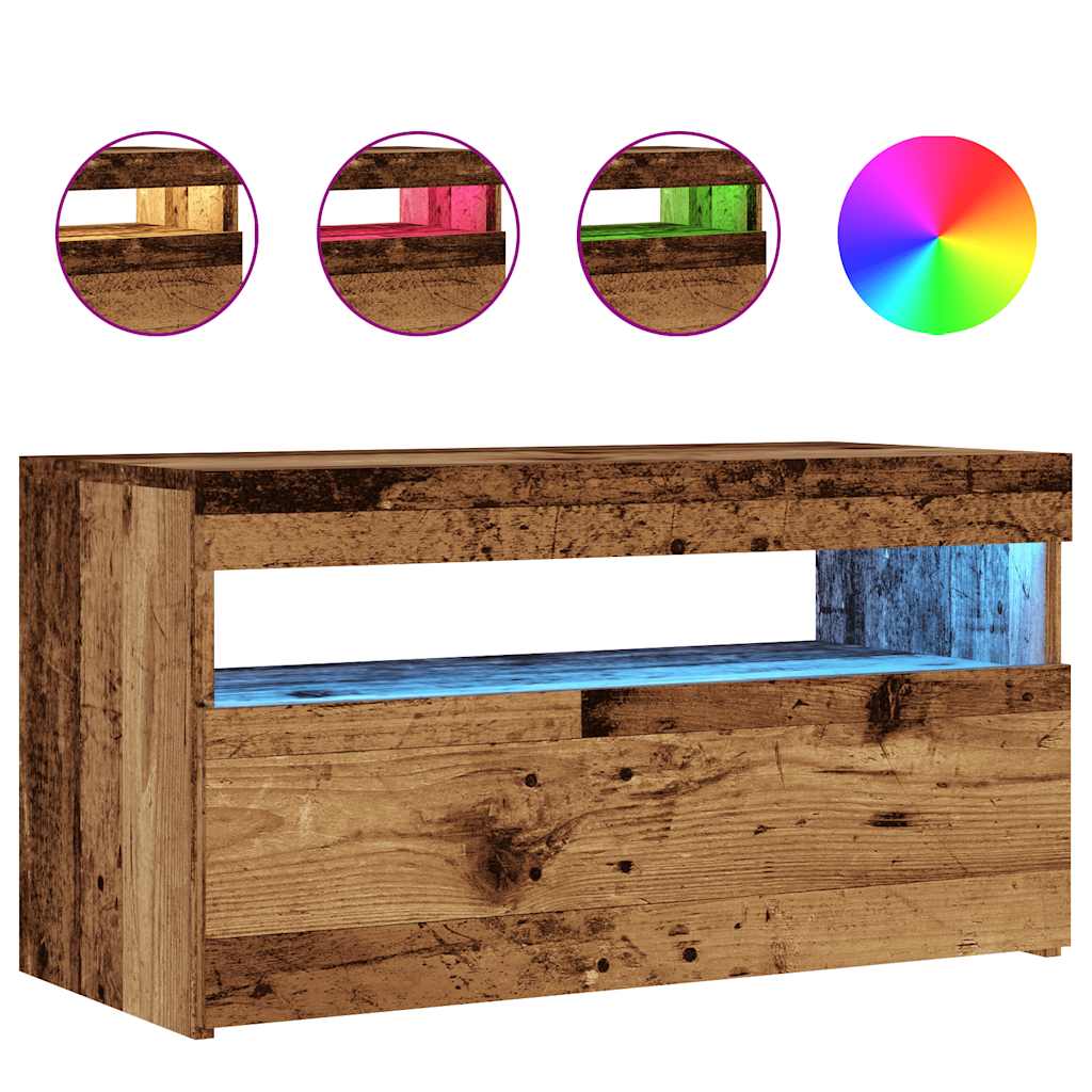 LED-valgustitega telerikapp Vana puit 75x35x40 cm