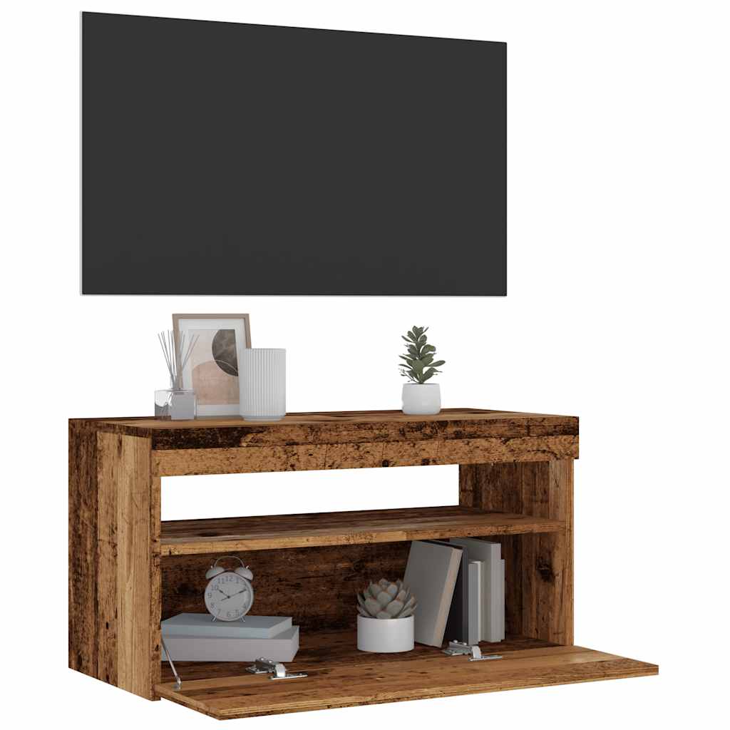 LED-valgustitega telerikapp Vana puit 75x35x40 cm