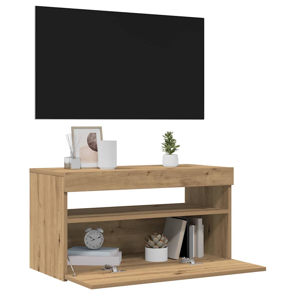 LED-valgustitega telerikapp Artisan tamm 75x35x40 cm tehispuit