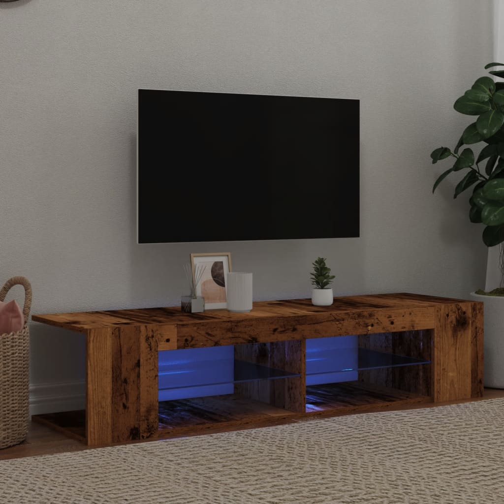 Telerikapp LED-valgustitega vana puit 135x39x30 cm