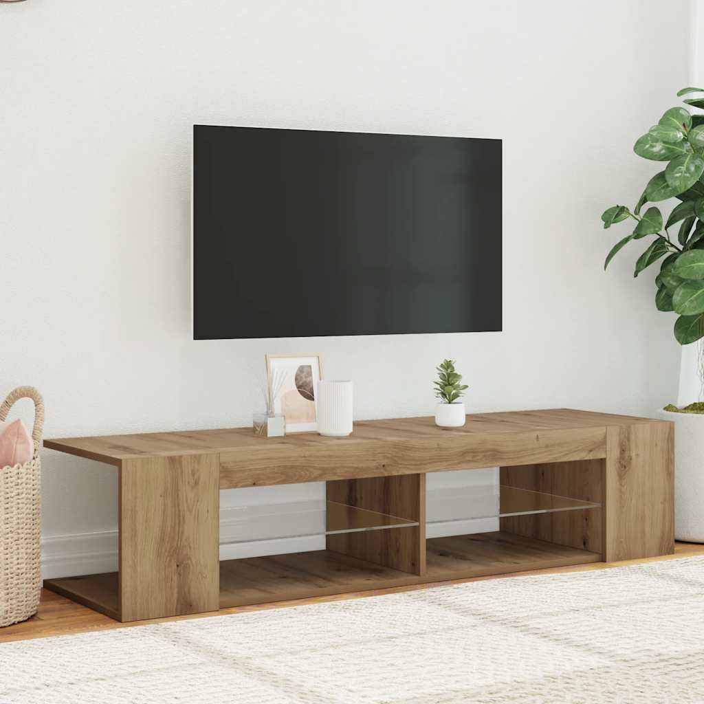 LED-valgustitega telerikapp Artisan tamm 135x39x30 cm tehispuit