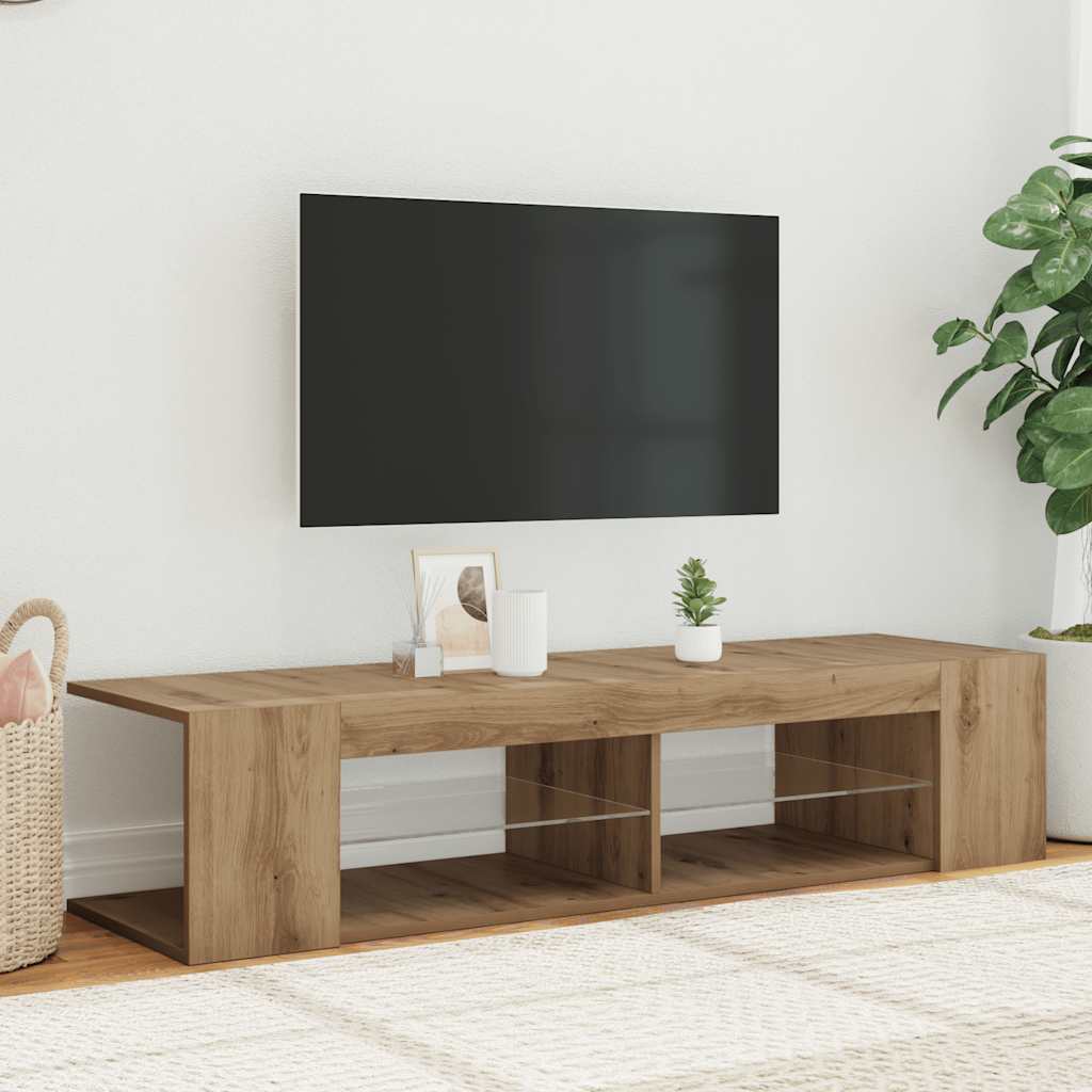 Telerikapp LED-valgustitega Artisan tamm 90x39x30 cm tehispuit