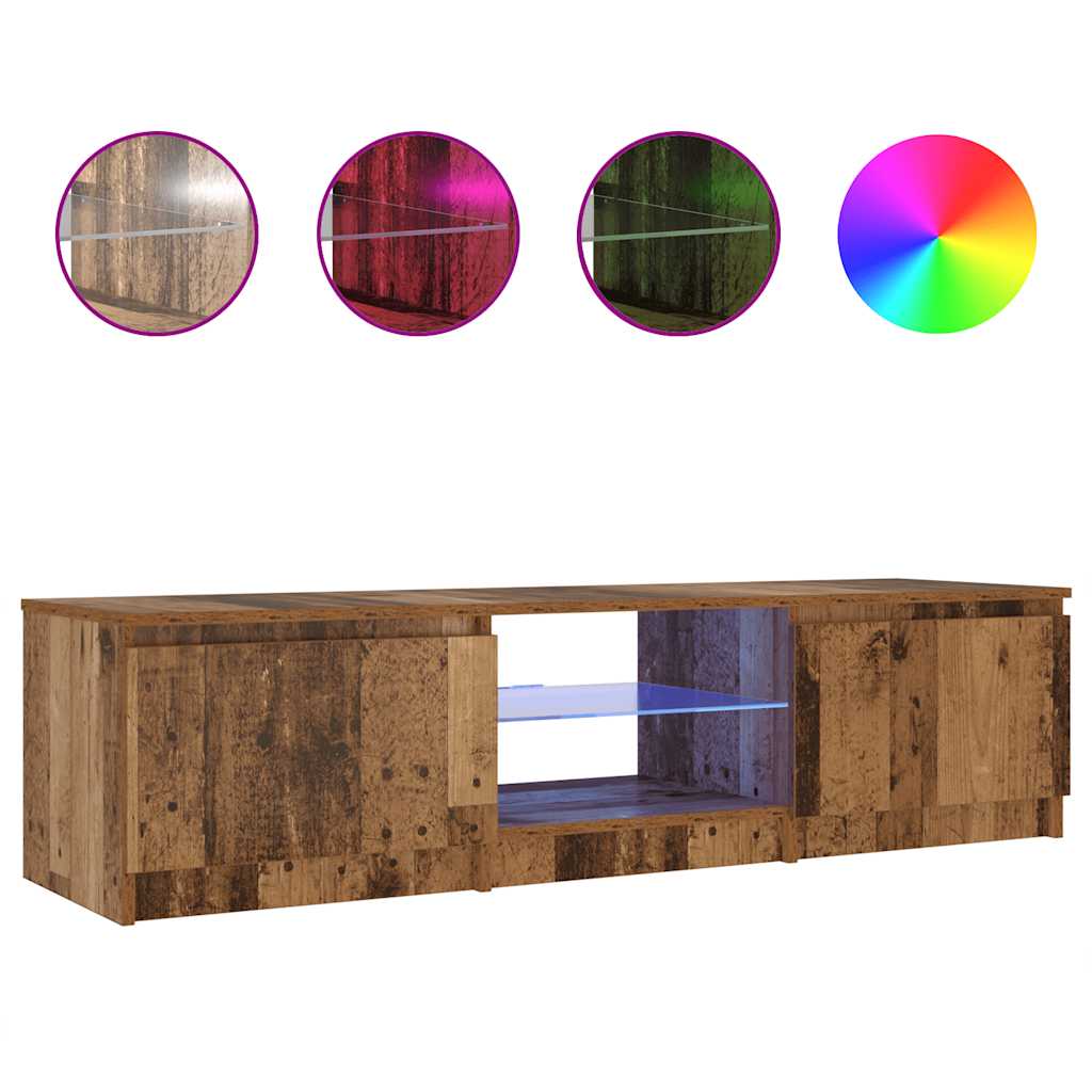 Telerikapp LED-valgustitega Vana puit 140x40x36 cm