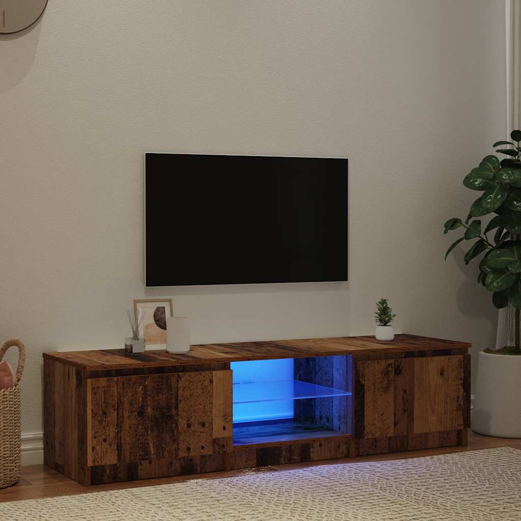 Telerikapp LED-valgustitega Vana puit 140x40x36 cm