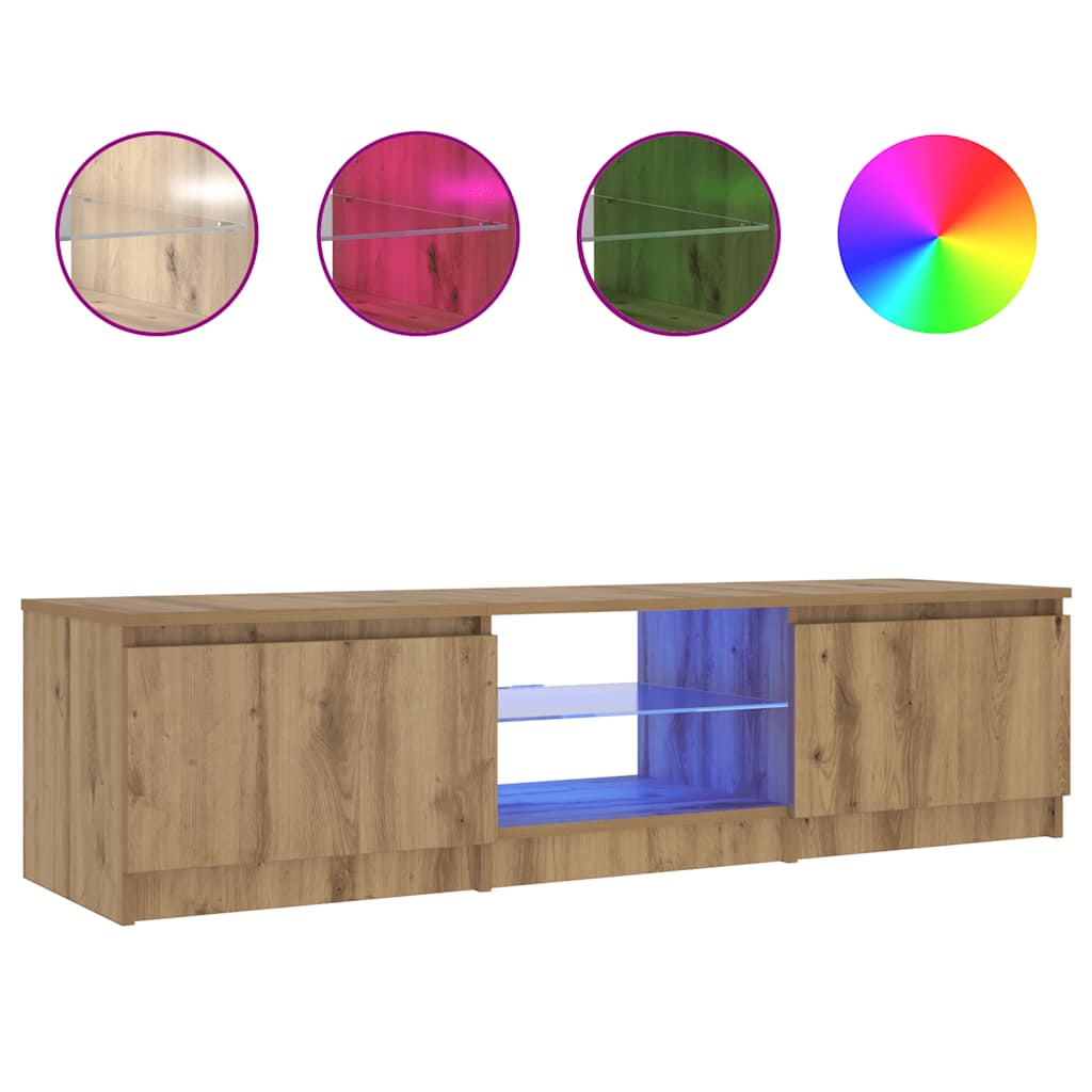 LED-valgustitega telerikapp Artisan tamm 140x40x36 cm