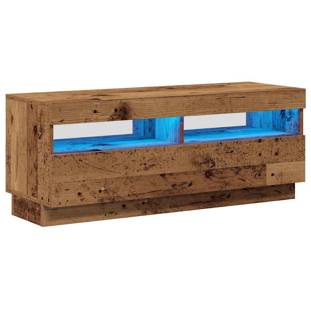 Telerikapp LED-tuledega Vana puit 100x35x40 cm insenerpuit