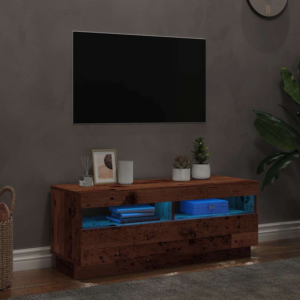 Telerikapp LED-tuledega Vana puit 100x35x40 cm insenerpuit