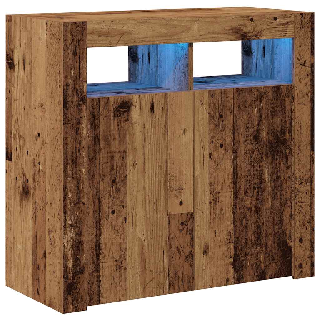 Puhvetkapp LED-tulega, vana puit, 80x35x75 cm, tehispuit
