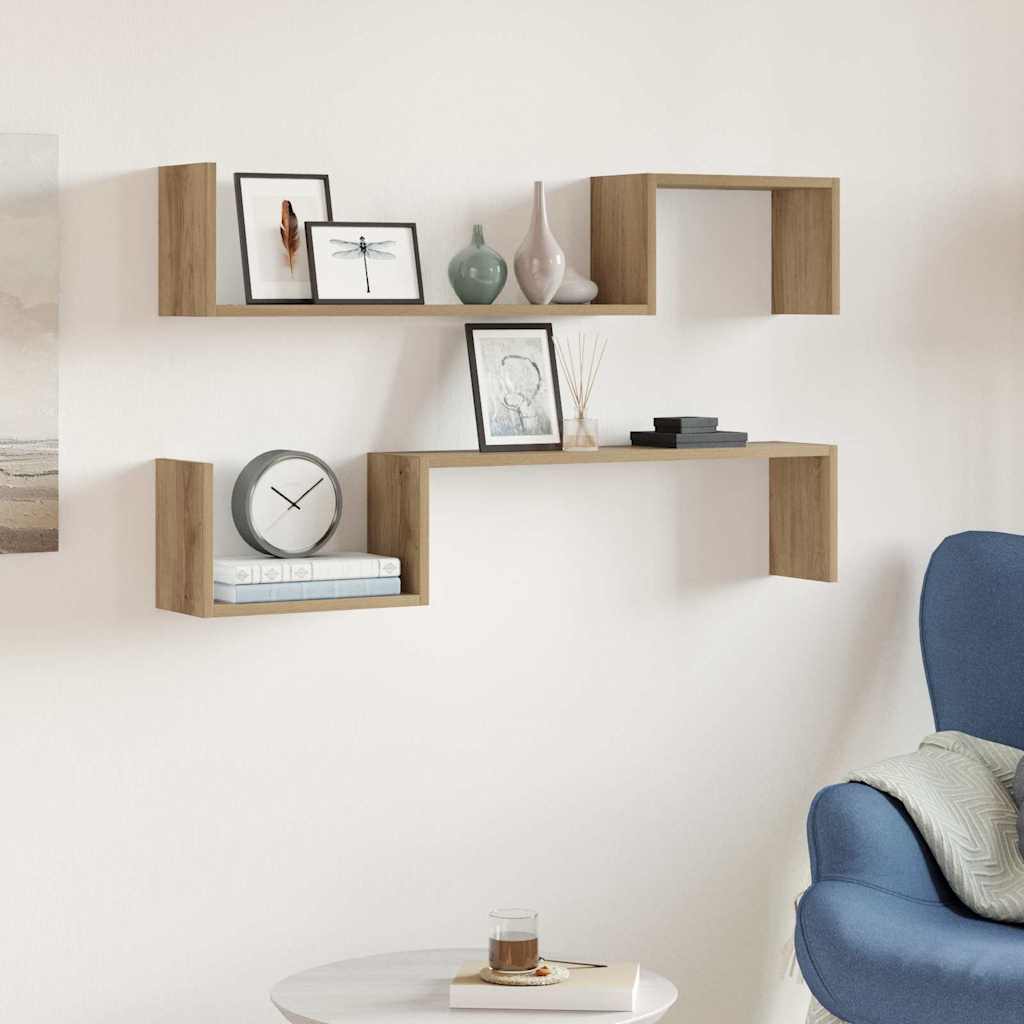 Seinariiulid 2 tk Artisan Oak 100x15x20 cm Engineered Wood