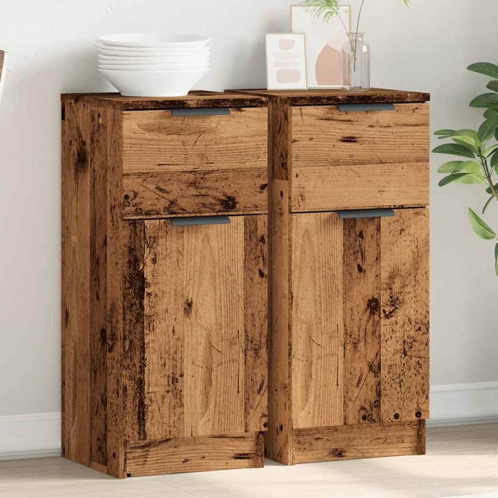 Puhvetkapid 2 tk Vana puit 30x30x70 cm Engineered Wood