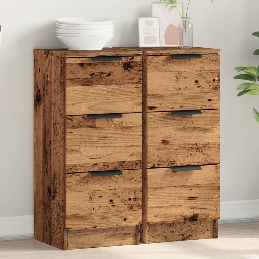Puhvetkapid 2 tk Vana puit 30x30x70 cm Engineered Wood