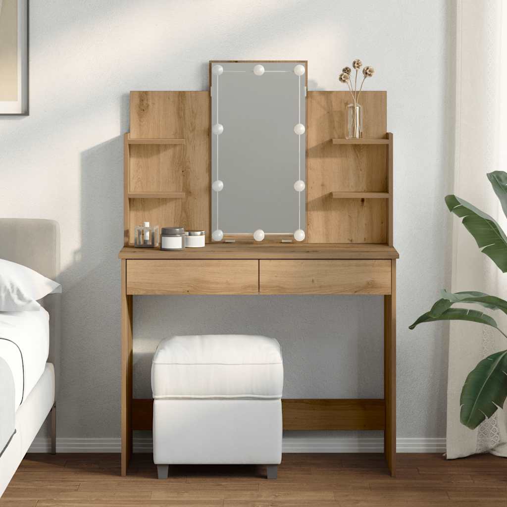 LED-valgustitega tualettlaud Artisan tamm 96x40x142 cm