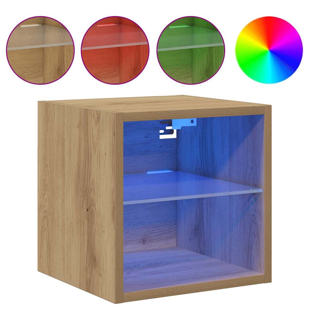 TV Seinakapid LED valgustitega 2 tk Artisan Oak 30x28,5x30 cm