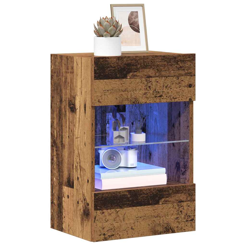 Seinakapid LED-tuledega teleri jaoks 2 tk Vana puit 40x30x60,5 cm
