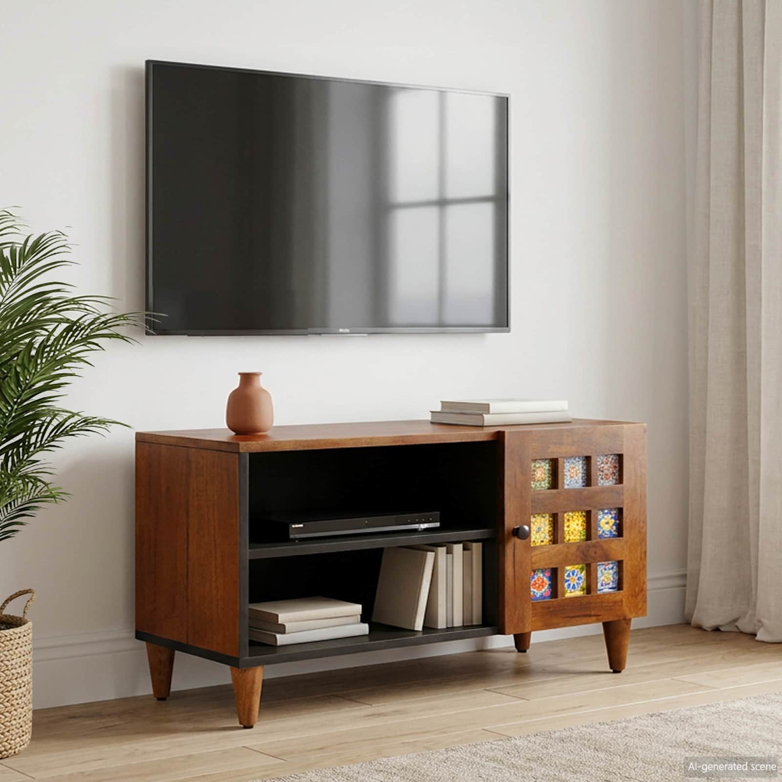 Telerikapp uksega Pähklipuit 80 x 33 x 46 cm Tugev mango puu