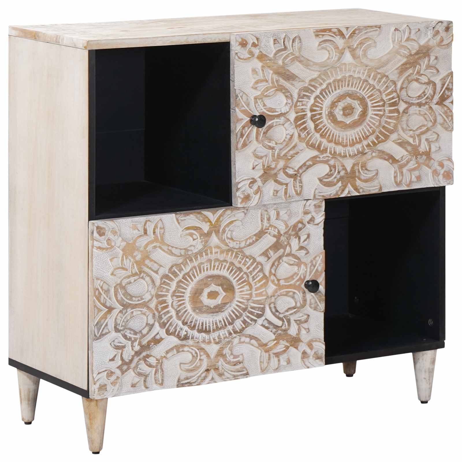 Kõide ladustamisega Valge 80 x 33,5 x 75 cm Tugev mango puu