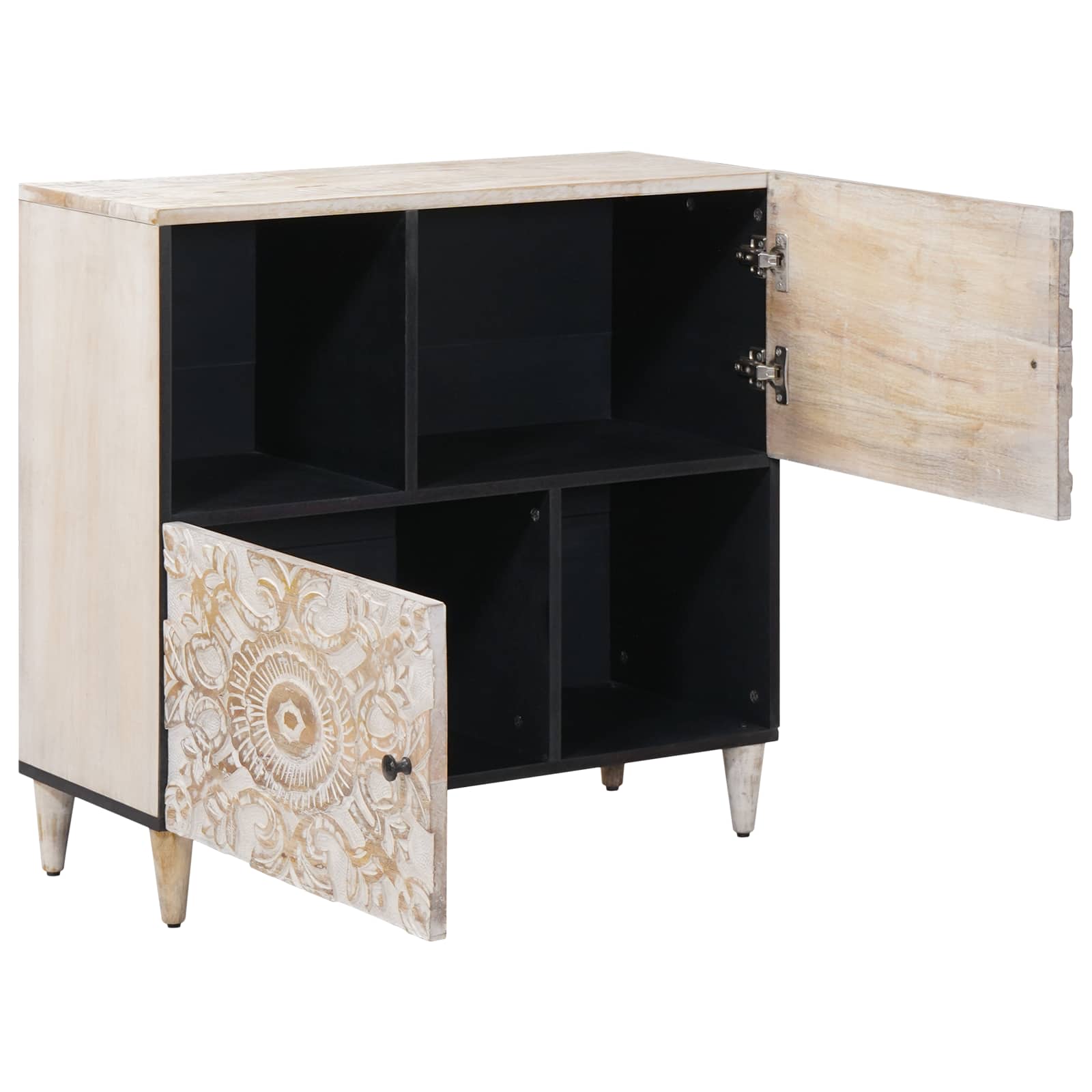 Kõide ladustamisega Valge 80 x 33,5 x 75 cm Tugev mango puu