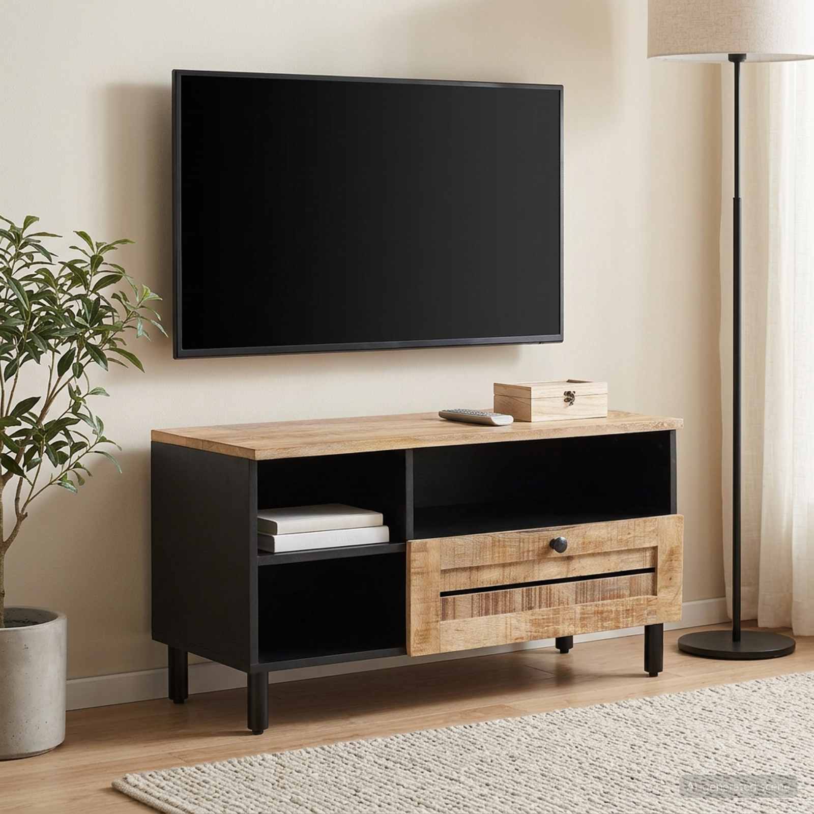 Ladustamiskapid Pruun ja must 80 x 33,5 x 46 cm Tugev mango puu