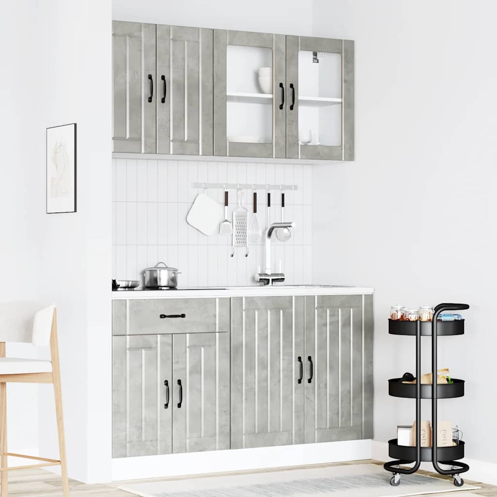 4-osaline köögikappide komplekt "Lucca", betoonhall, töödeldud puit