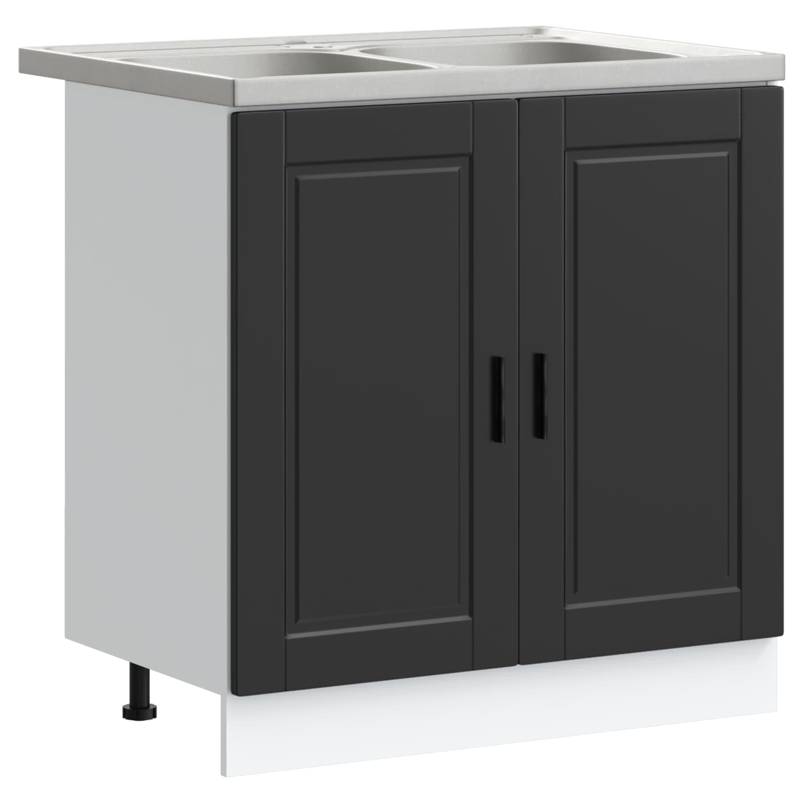 Valamu aluskapp Porto 2 tk Must 80 x 46 x 81,5 cm Tehispuit