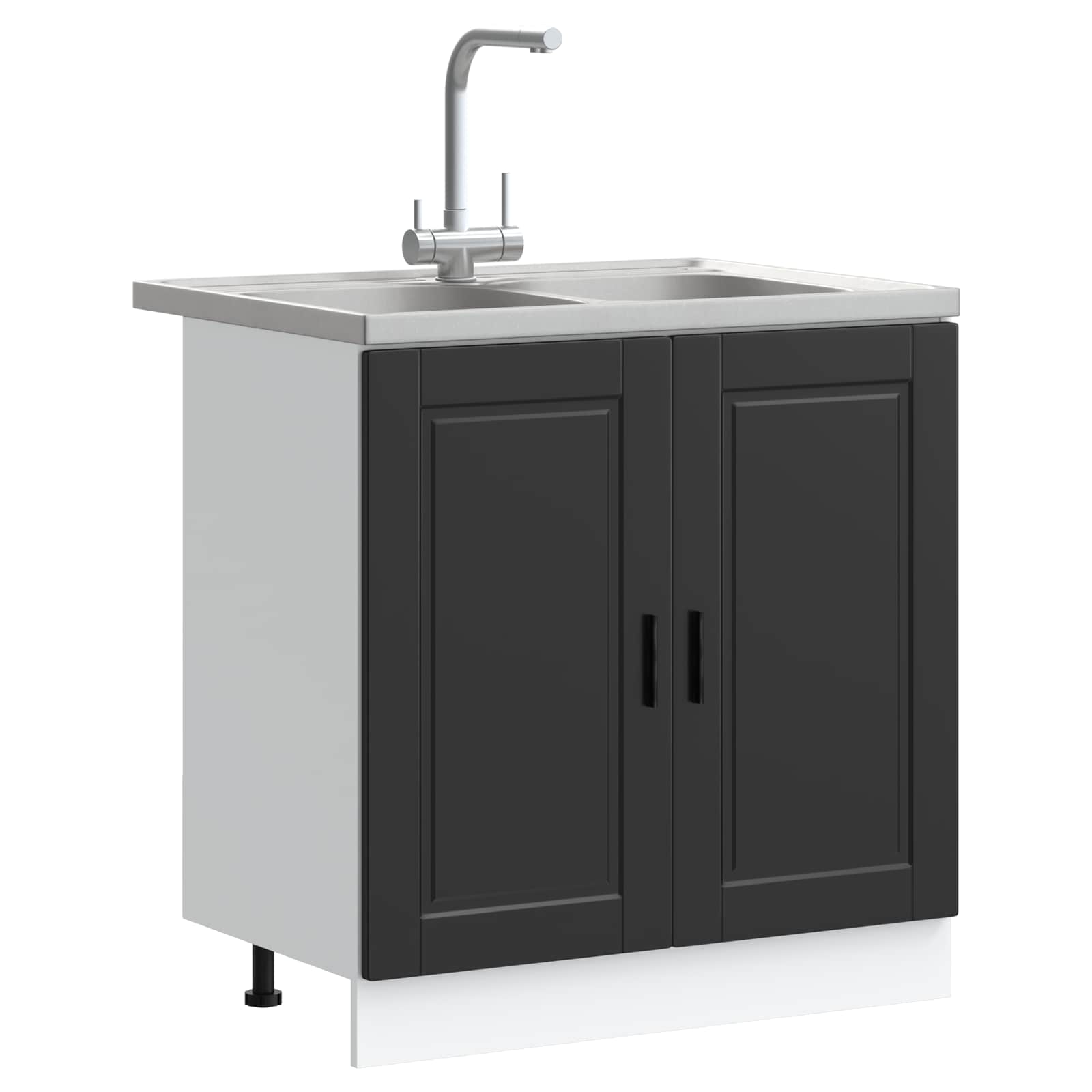 Valamu aluskapp Porto 2 tk Must 80 x 46 x 81,5 cm Tehispuit