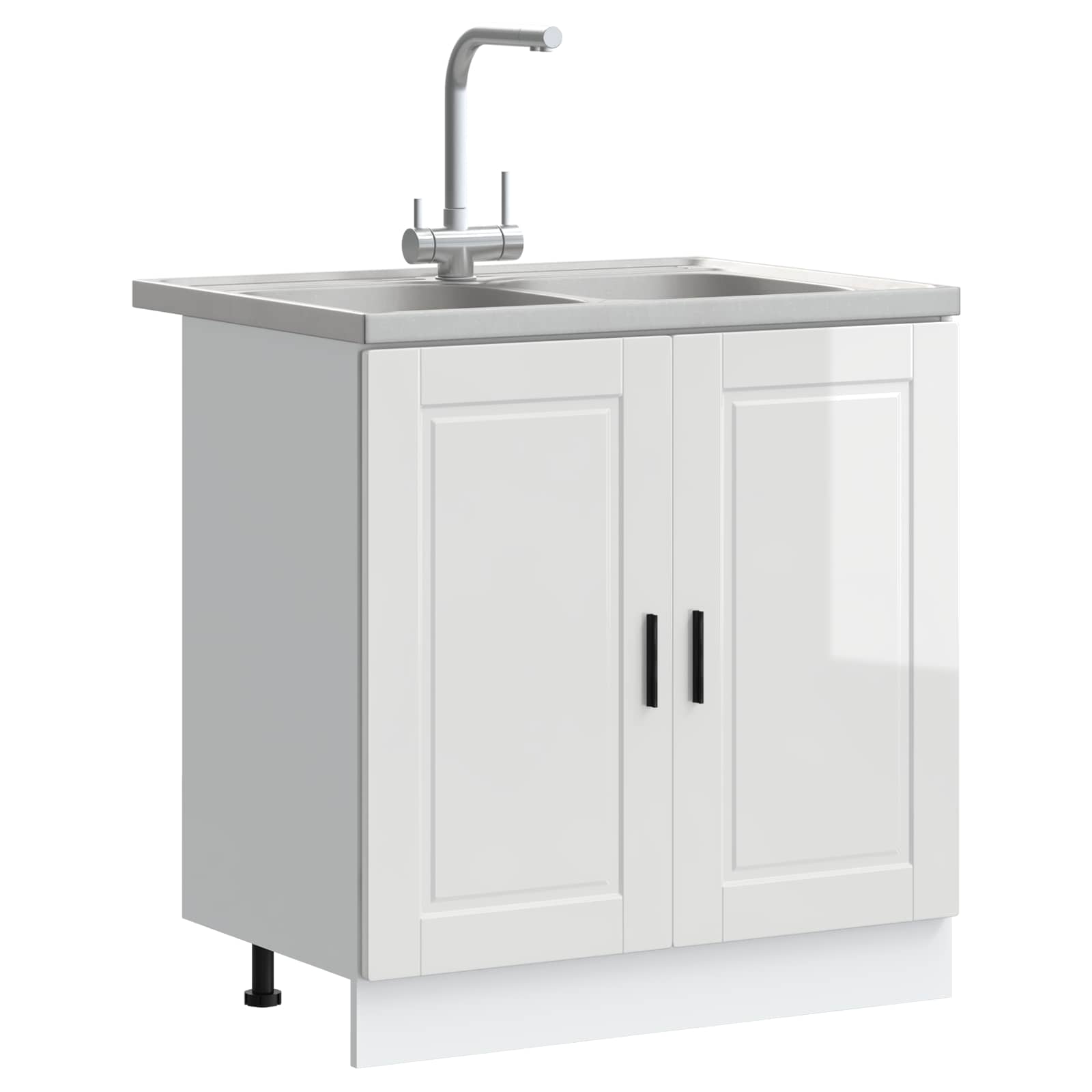 Valamu aluskapp Porto 2 tk Valge 80 x 46 x 81,5 cm Tehispuit