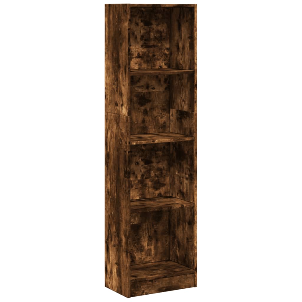 Raamaturiiul, suitsutatud tamm, 40x24x176 cm, tehispuit