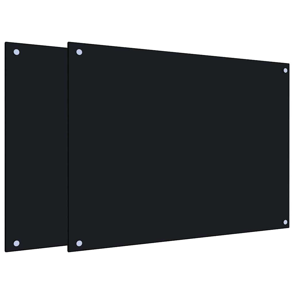 Köögi pritsmekaitsed 2 tk, must, 80 x 60 cm, karastatud klaas