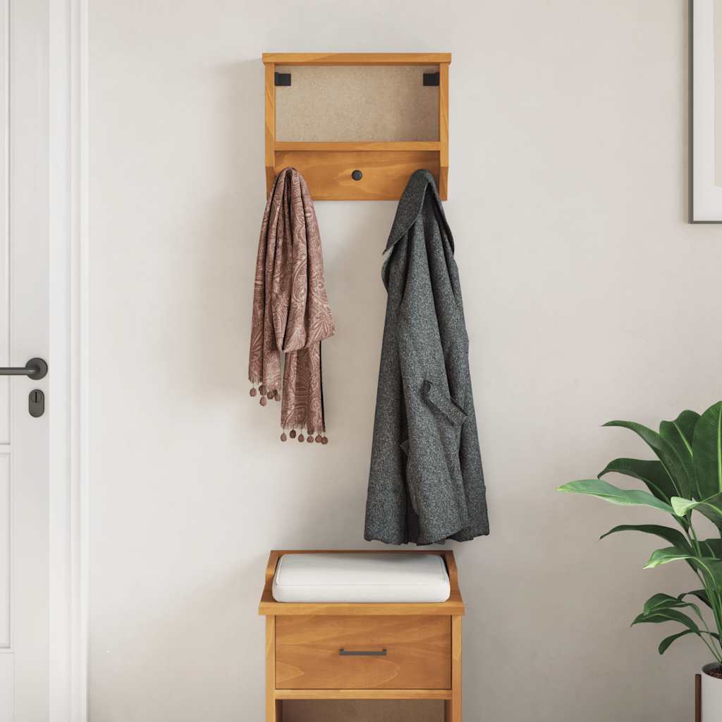 Seinale paigaldatav nagi SANDNES 45x12x35 cm täispuidust mänd