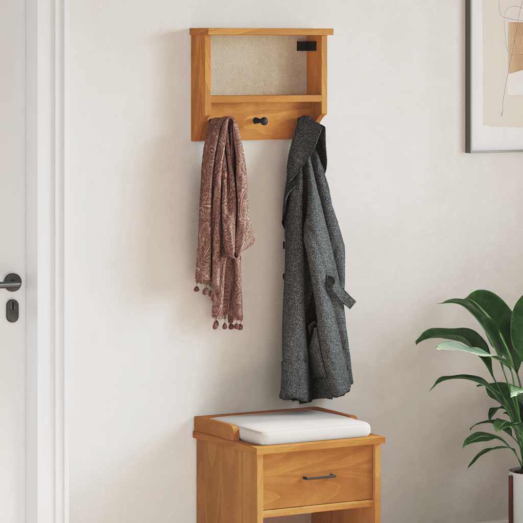 Seinale paigaldatav nagi SANDNES 45x12x35 cm täispuidust mänd