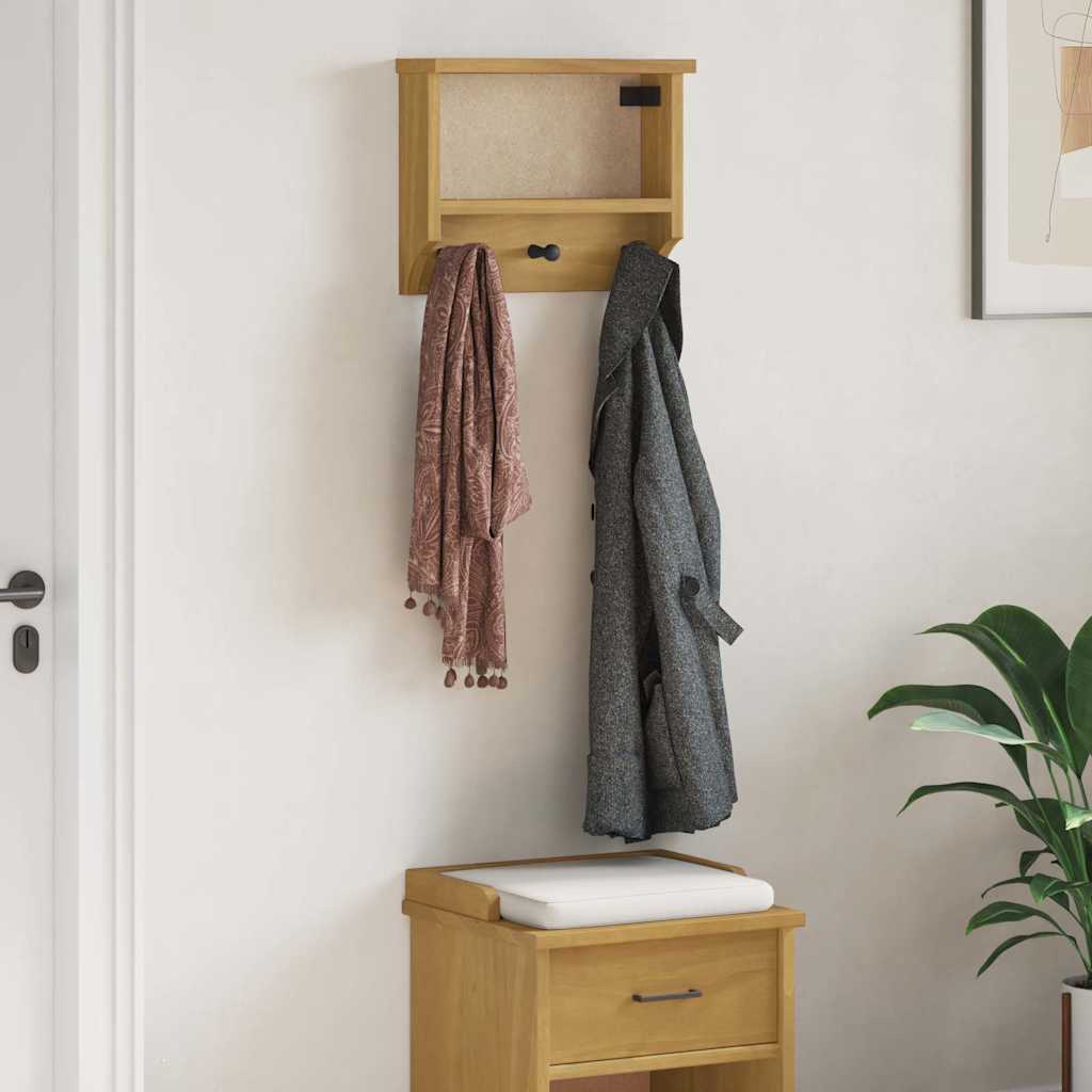 Seinale paigaldatav nagi SANDNES 45x12x35 cm täispuidust mänd
